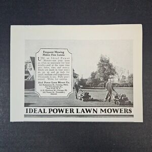 1927 Ideal Power Lawn Mowers Vintage Print Ad Landscaping Lansing MI Walk Behind